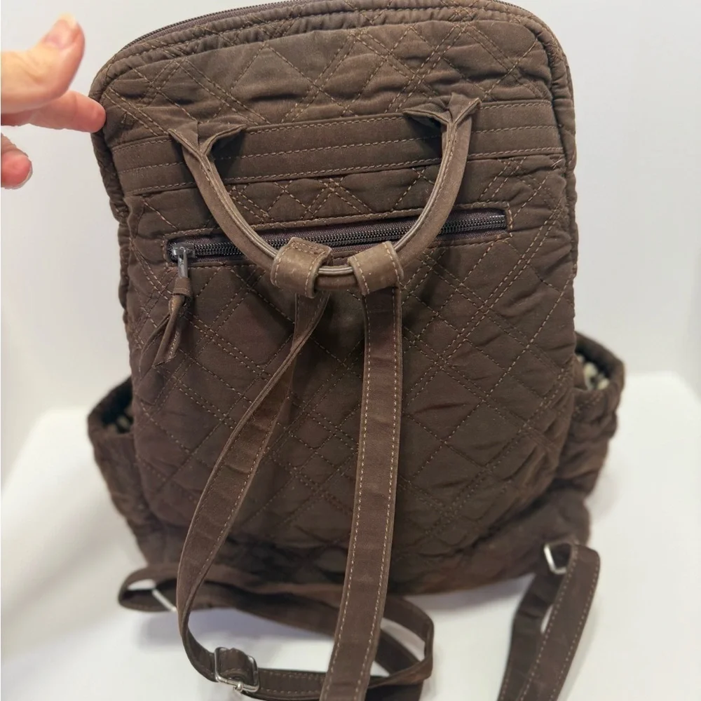 Vera Bradley Quilted Chocolate Brown Backpack, Magnetic Closure, Collegiate
